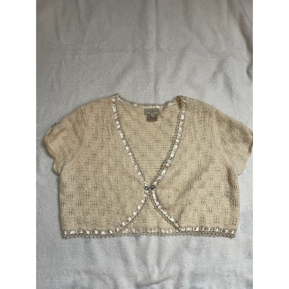 Vintage Karen Millen Knit Cropped Cardigan  Coquette Feminine Y2K Womans Large